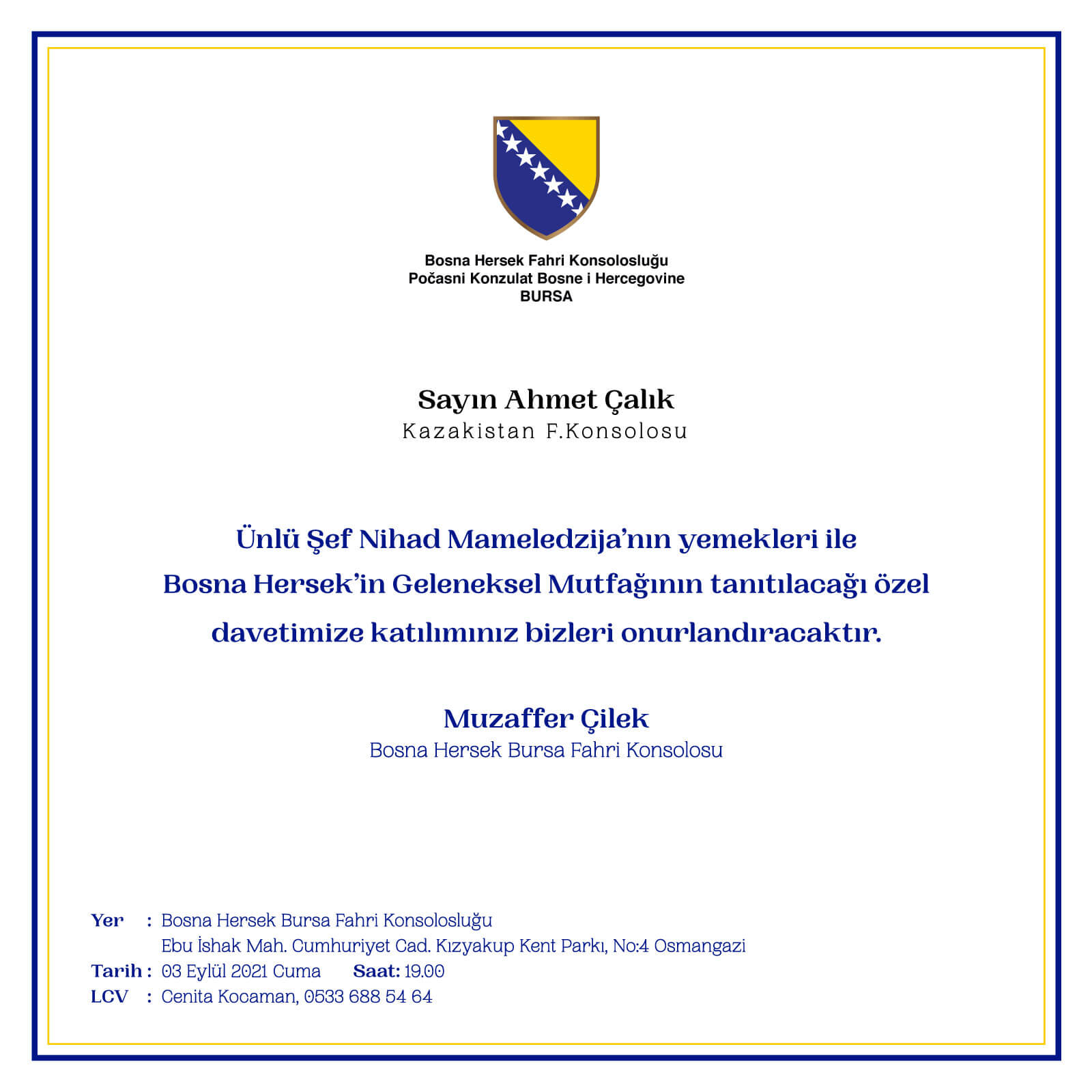 Bosna Hersek Invitation